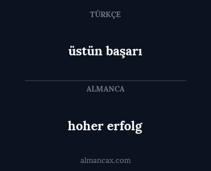hoher erfolg - üstün başarı
