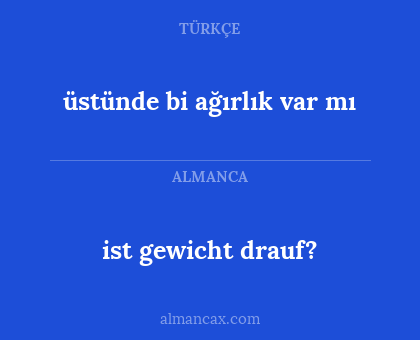 ist gewicht drauf? - üstünde bi ağırlık var mı