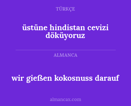 wir gießen kokosnuss darauf - üstüne hindistan cevizi döküyoruz