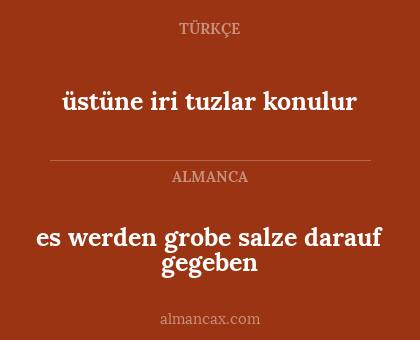 es werden grobe salze darauf gegeben - üstüne iri tuzlar konulur