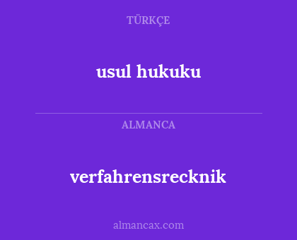 verfahrensrecknik - usul hukuku