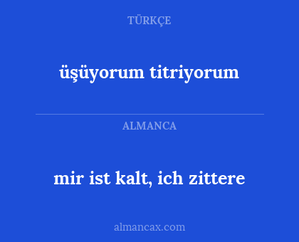 mir ist kalt, ich zittere - üşüyorum titriyorum
