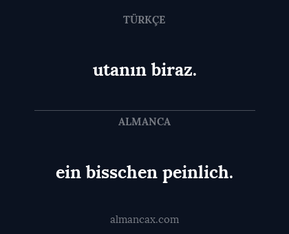 ein bisschen peinlich. - utanın biraz.