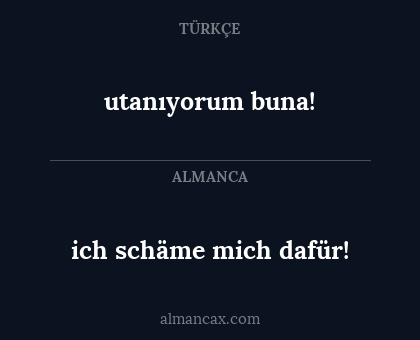 ich schäme mich dafür! - utanıyorum buna!