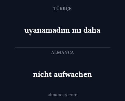 nicht aufwachen - uyanamadım mı daha