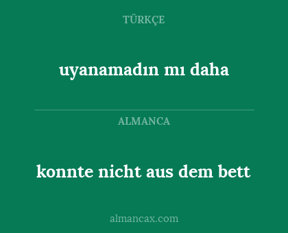uyanamadın mı daha - konnte nicht aus dem bett