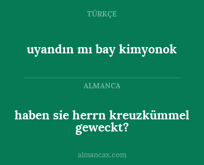 uyandın mı bay kimyonok - haben sie herrn kreuzkümmel geweckt?