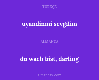 uyandinmi sevgilim - du wach bist, darling