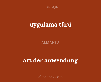uygulama türü - art der anwendung