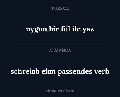 uygun bir fiil ile yaz - schrei̇b ei̇n passendes verb