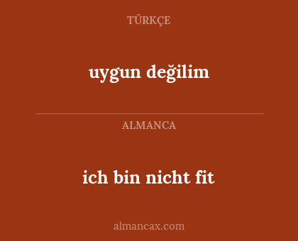 ich bin nicht fit - uygun değilim