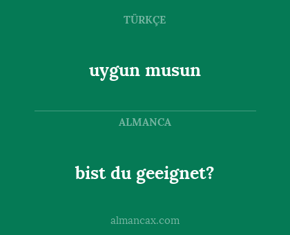 bist du geeignet? - uygun musun