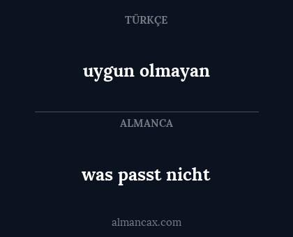 was passt nicht - uygun olmayan