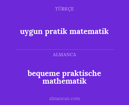uygun pratik matematik - bequeme praktische mathematik