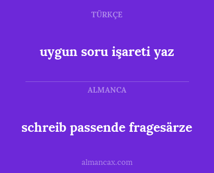 uygun soru işareti yaz - schreib passende fragesärze