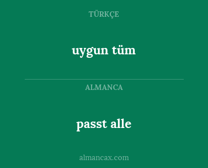 passt alle - uygun tüm