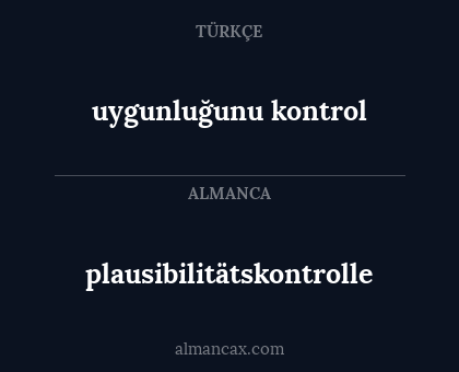 uygunluğunu kontrol - plausibilitätskontrolle