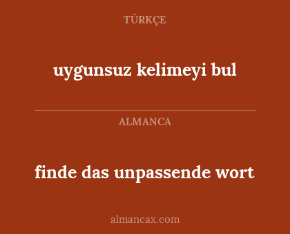 finde das unpassende wort - uygunsuz kelimeyi bul