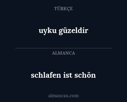 uyku güzeldir - schlafen ist schön