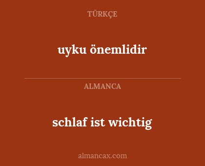 uyku önemlidir - schlaf ist wichtig