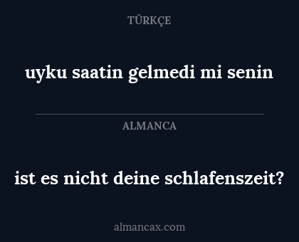 ist es nicht deine schlafenszeit? - uyku saatin gelmedi mi senin