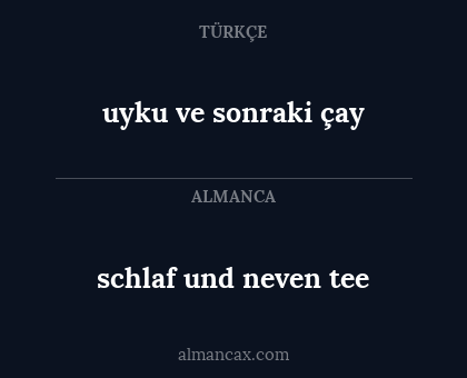 schlaf und neven tee - uyku ve sonraki çay