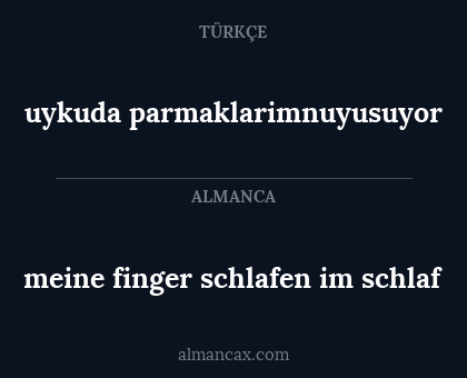 uykuda parmaklarimnuyusuyor - meine finger schlafen im schlaf