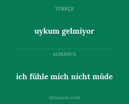 uykum gelmiyor - ich fühle mich nicht müde