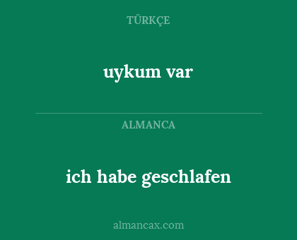 ich habe geschlafen - uykum var