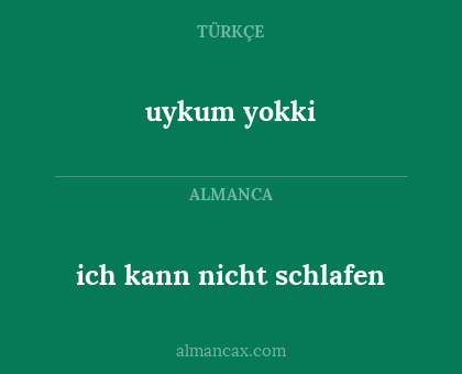ich kann nicht schlafen - uykum yokki