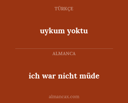 ich war nicht müde - uykum yoktu