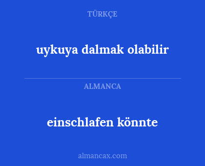 einschlafen könnte - uykuya dalmak olabilir