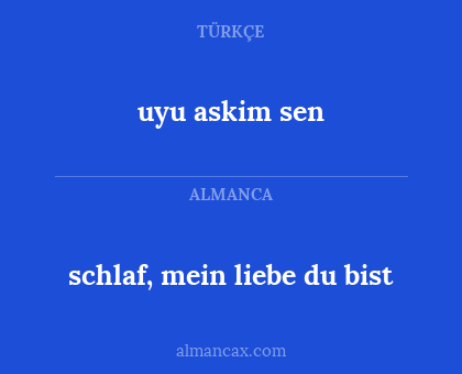 schlaf, mein liebe du bist - uyu askim sen
