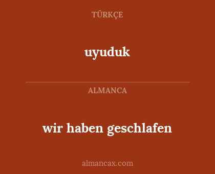 uyuduk - wir haben geschlafen