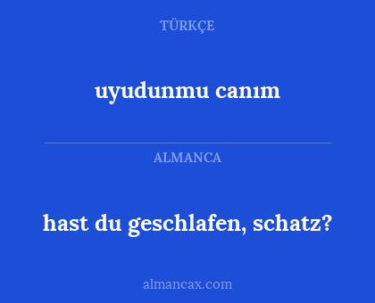 hast du geschlafen, schatz? - uyudunmu canım