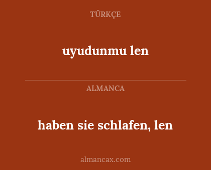 haben sie schlafen, len - uyudunmu len