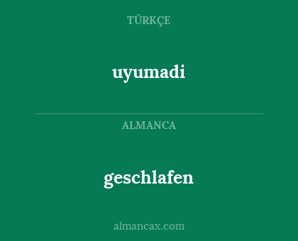 uyumadi - geschlafen