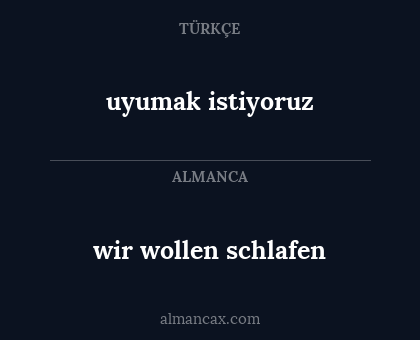 wir wollen schlafen - uyumak istiyoruz