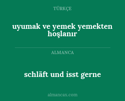 uyumak ve yemek yemekten hoşlanır - schläft und isst gerne