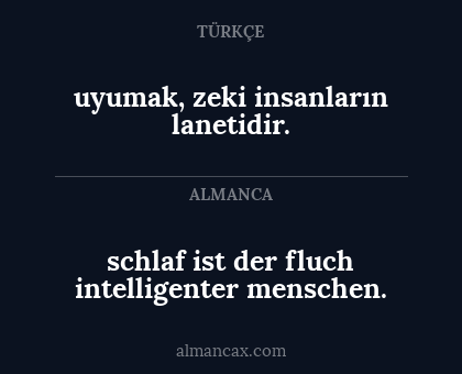 uyumak, zeki insanların lanetidir. - schlaf ist der fluch intelligenter menschen.