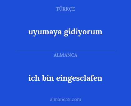 ich bin eingesclafen - uyumaya gidiyorum