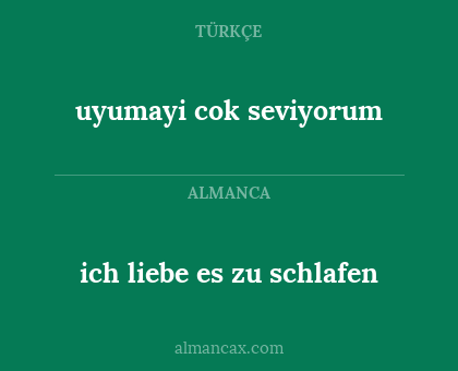 uyumayi cok seviyorum - ich liebe es zu schlafen