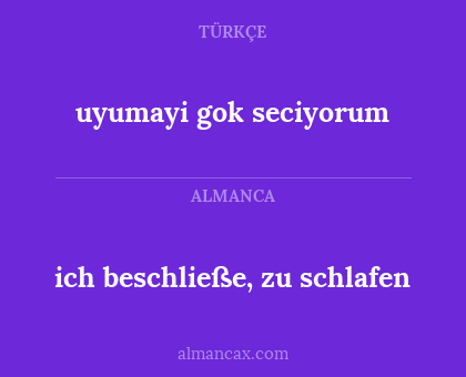ich beschließe, zu schlafen - uyumayi gok seciyorum
