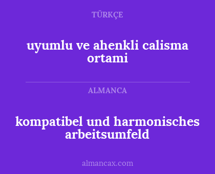 kompatibel und harmonisches arbeitsumfeld - uyumlu ve ahenkli calisma ortami