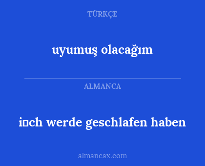 uyumuş olacağım - i̇ch werde geschlafen haben