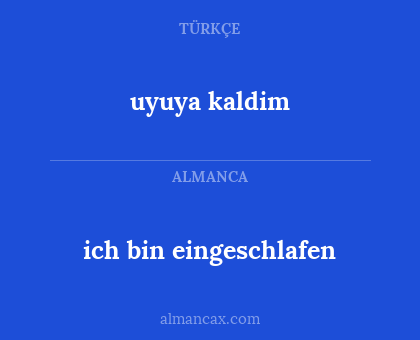 uyuya kaldim - ich bin eingeschlafen