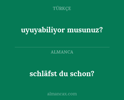 schläfst du schon? - uyuyabiliyor musunuz?