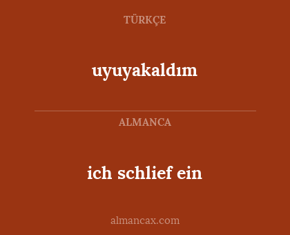uyuyakaldım - ich schlief ein
