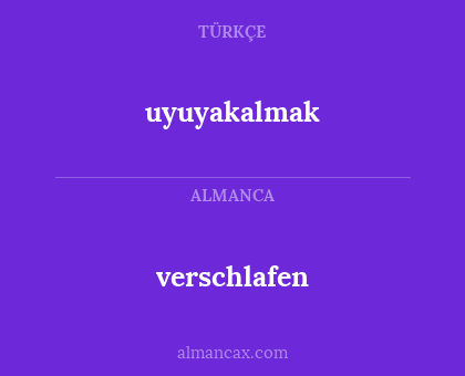 verschlafen - uyuyakalmak