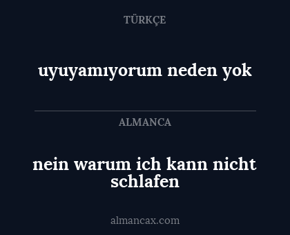 nein warum ich kann nicht schlafen - uyuyamıyorum neden yok